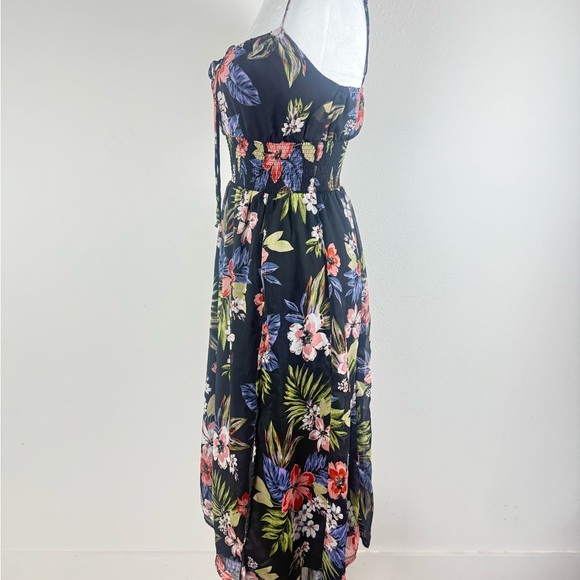 Patrons of Peace Women’s Floral Maxi‎ Dress Black Multicolor Smocked Waist XS - Picture 4 of 12